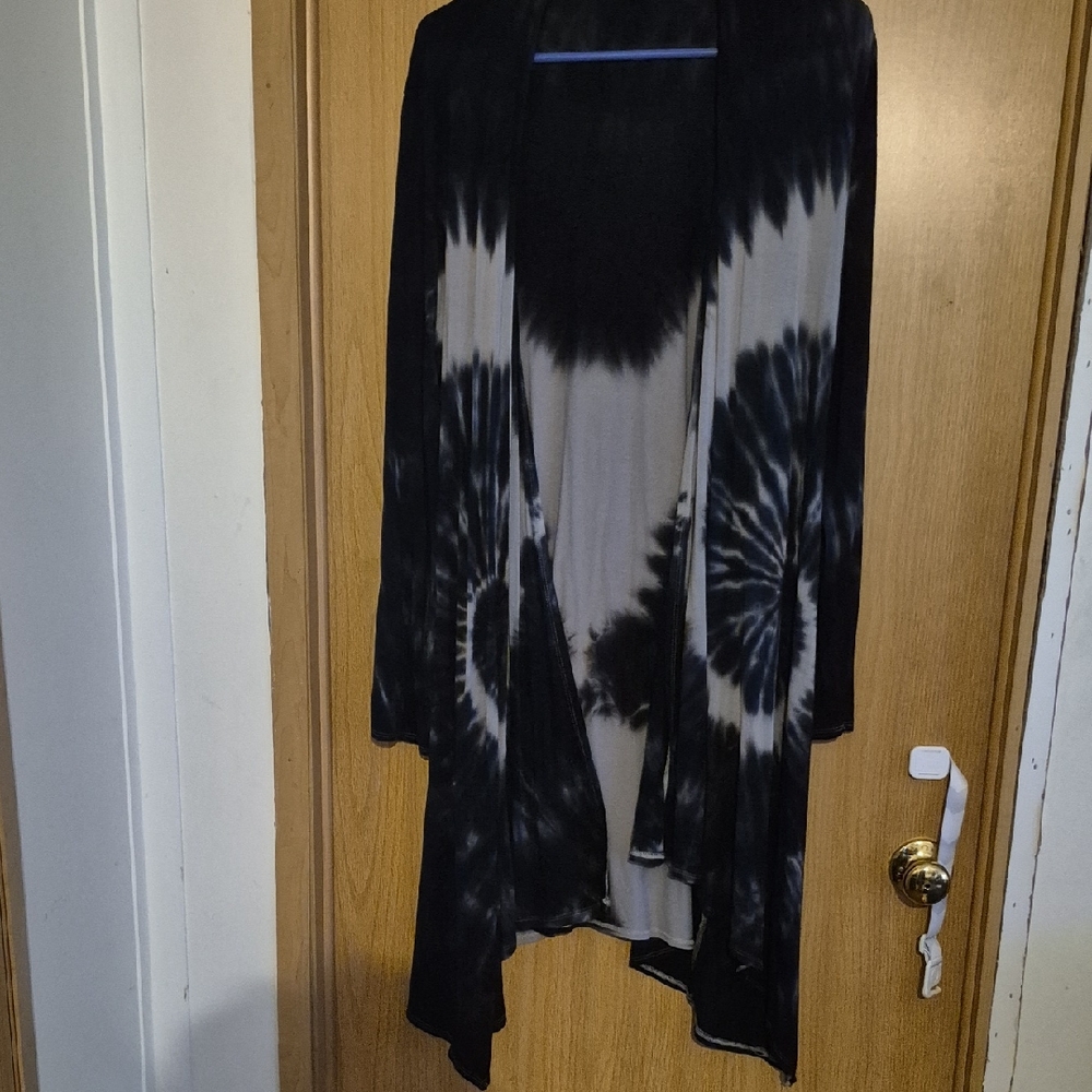 Black and Gray Tie-Dye Women's Cardigan